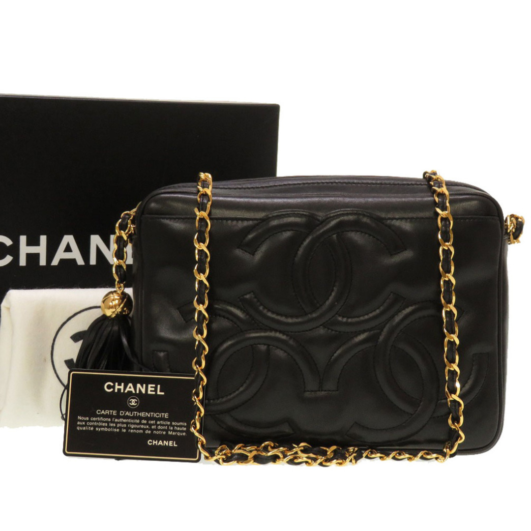 CHANEL シャネル チェーンショルダーバッグ トリプルココマーク ラムスキン