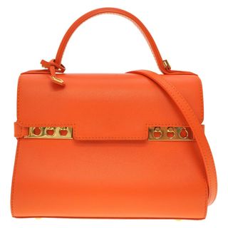 美品 デルボー タンペート ミニ ショルダー ハンドバッグ レザー オレンジ  ストラップ付 0159【中古】DELVAUX(ハンドバッグ)