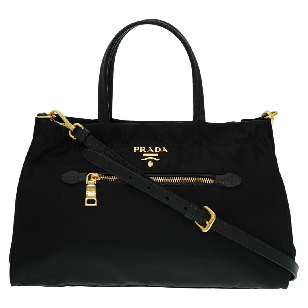 美品 プラダ 2WAY ナイロン 1BA843 2WAY トートバッグ ブラック ストラップ付 黒 0019【中古】PRADA | フリマアプリ ラクマ