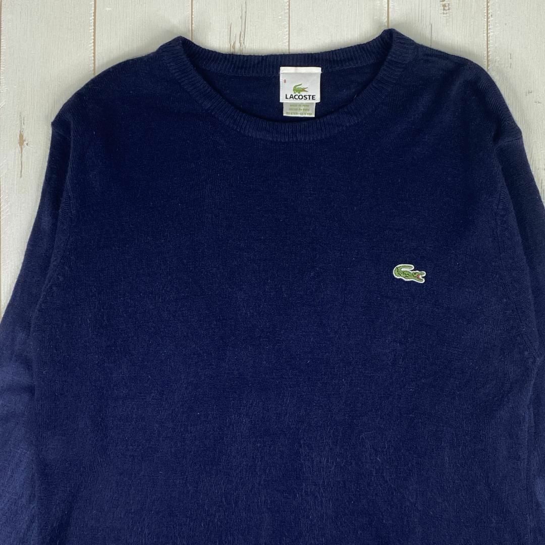 LACOSTE(ラコステ)のLACOSTE　ラコステ　ハイゲージニット　ニット　古着　ネイビー　S メンズのトップス(ニット/セーター)の商品写真