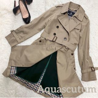 新品未使用　Aquascutum オレンジ　チェック　英国　ナイロンコート　ロゴ