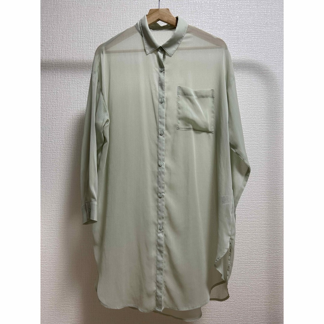 GU(ジーユー)のGU シアーオーバーサイズシャツ レディースのトップス(シャツ/ブラウス(長袖/七分))の商品写真
