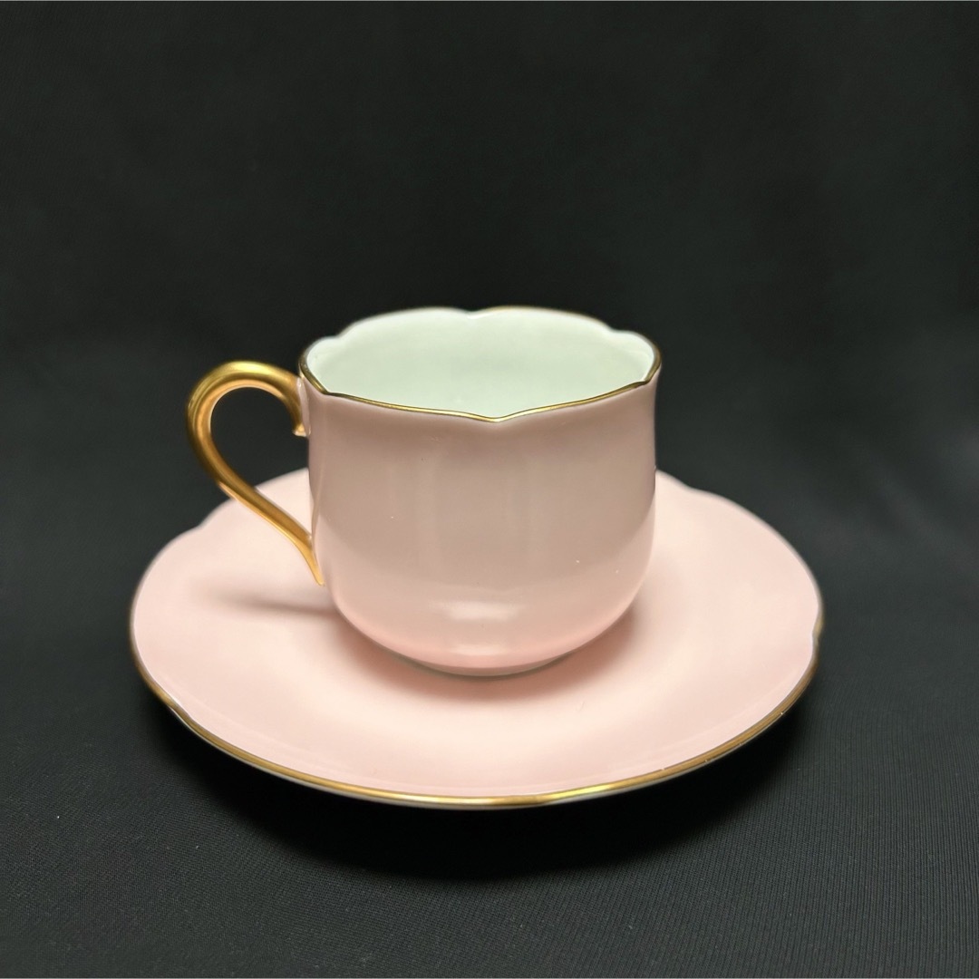 大倉陶園 - 大倉陶園 色蒔き デミタス カップ＆ソーサー ピンクの通販