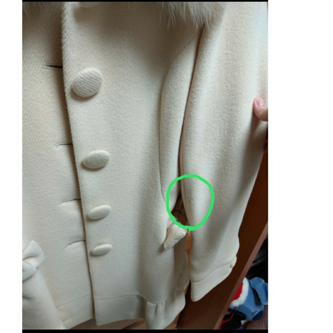 LODISPOTTO(ロディスポット)の傷) LODISPOTTO リボン フリル コート ウール アンゴラ アイボリー レディースのジャケット/アウター(ロングコート)の商品写真