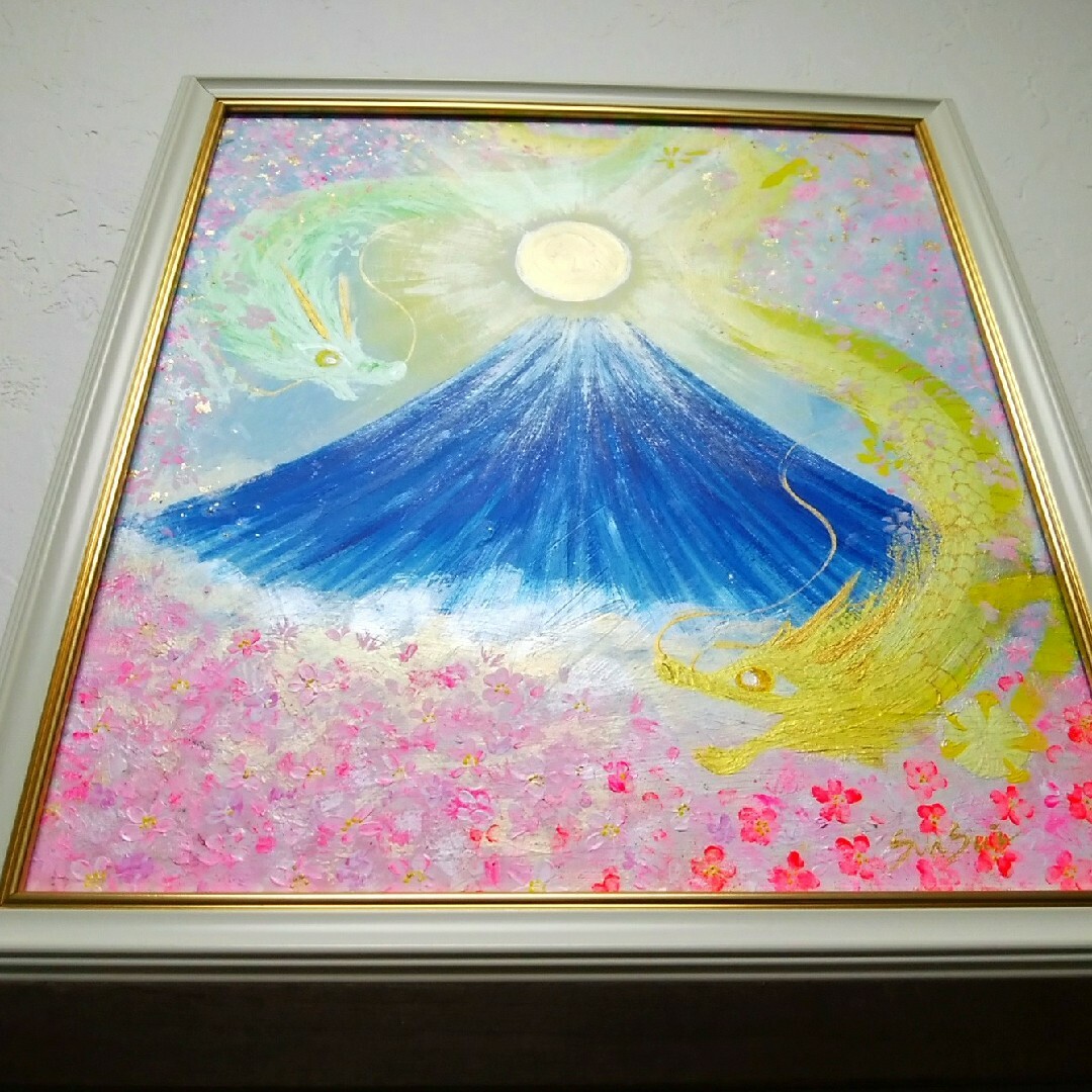 風水絵画☆桜笠富士・龍雲 富士山絵画開運スピリチュアル高波動高次元 風水絵画☆桜笠富士・龍雲 富士山絵画開運スピリチュアル高波動高次元