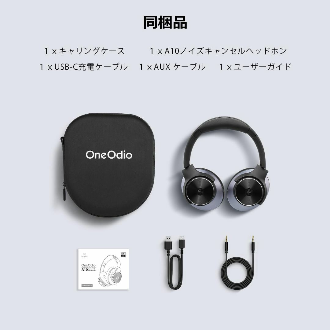 ★ 【色: 黒x紺】OneOdio A10 ワイヤレスヘッドホン