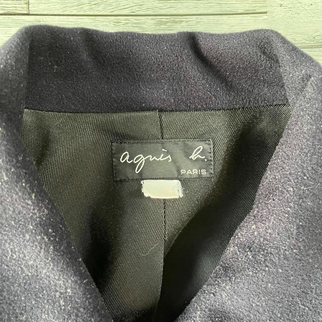 agnes b.(アニエスベー)のアニエスベーカシミヤ混ロングコートラムブラック古着 レディースのジャケット/アウター(ロングコート)の商品写真
