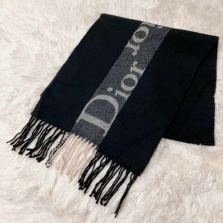 クリスチャンディオール(Christian Dior)の【美品】クリスチャン ディオール dior ウール マフラー ブラック 913(マフラー/ショール)