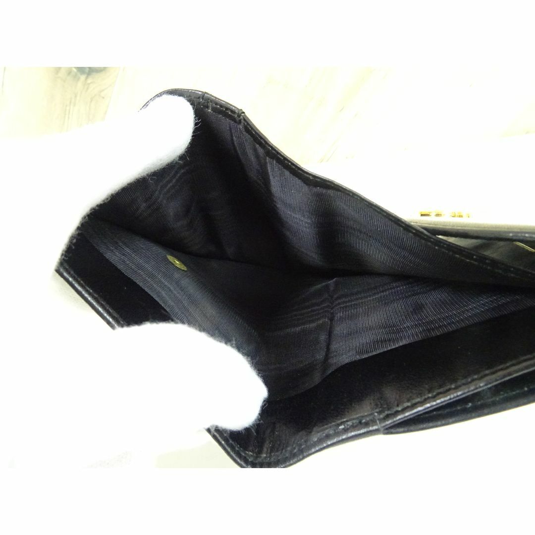 celine(セリーヌ)のK広005/ CELINE 馬車金具 レザーがま口 折り財布 ブラック レディースのファッション小物(財布)の商品写真
