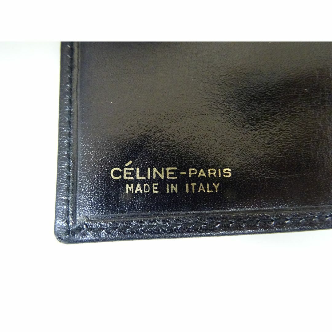 celine(セリーヌ)のK広005/ CELINE 馬車金具 レザーがま口 折り財布 ブラック レディースのファッション小物(財布)の商品写真