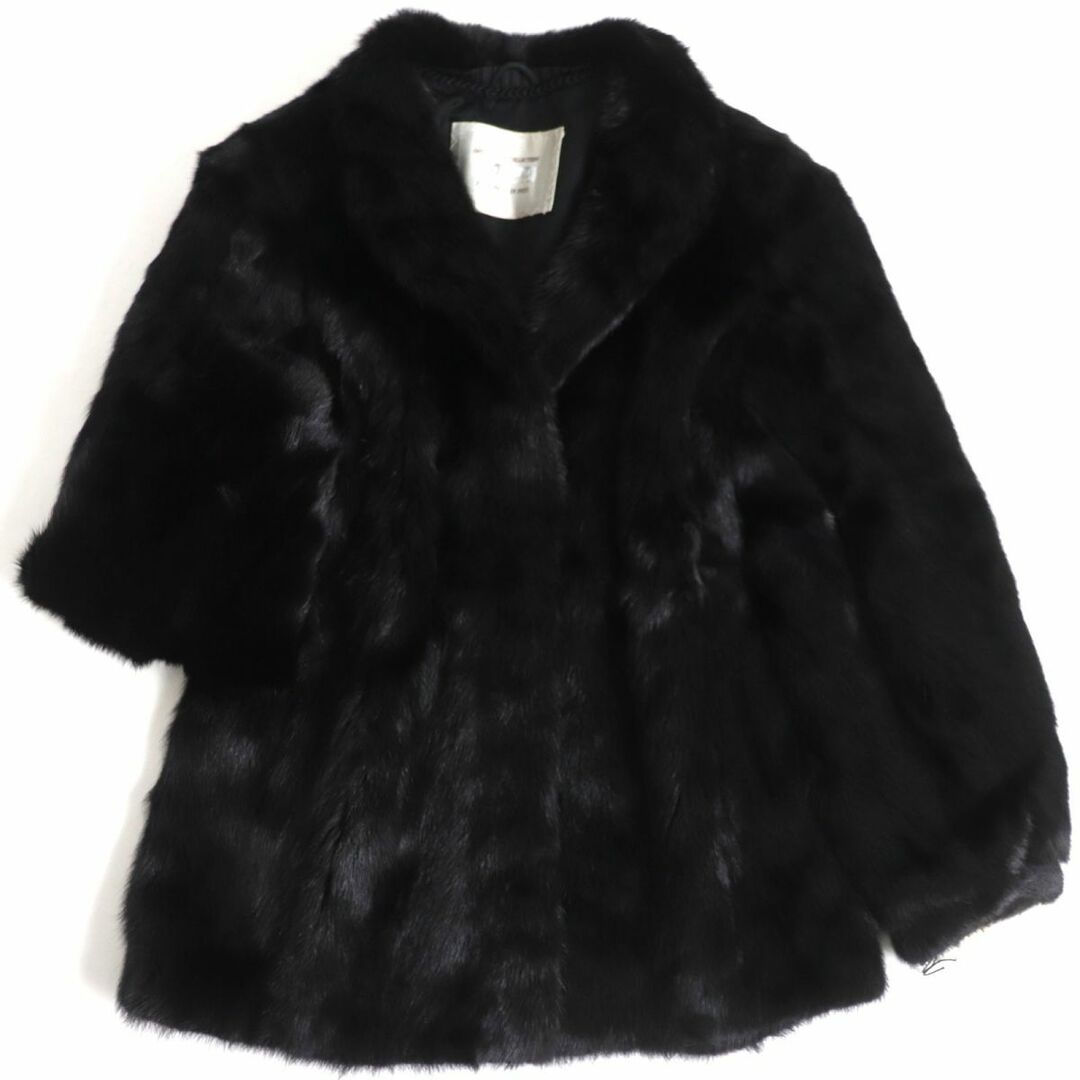 未使用品▽MINK ミンク 本毛皮コート ブラック 大きめサイズ15号 毛質