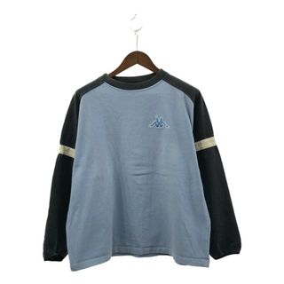 カッパ(Kappa)の90年代 Kappa カッパ ラグランスリーブ スウェット ライトブルー (メンズ XL) 中古 古着 P0443(Tシャツ/カットソー(七分/長袖))