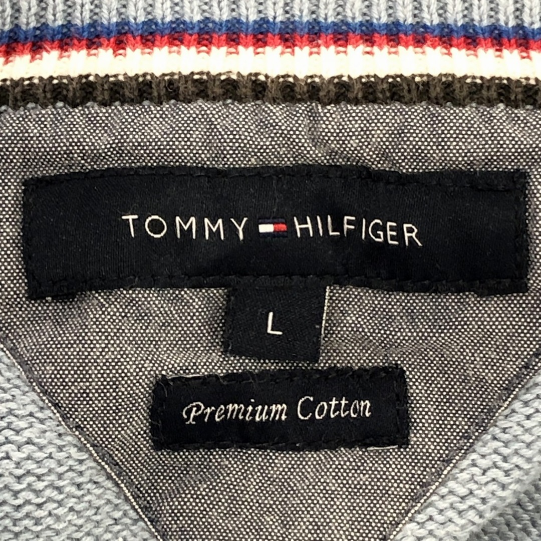 TOMMY HILFIGER(トミーヒルフィガー)のTOMMY HILFIGER トミーヒルフィガー コットン セーター ワンポイントロゴ ライトブルー (メンズ L) 中古 古着 P0468 メンズのトップス(ニット/セーター)の商品写真