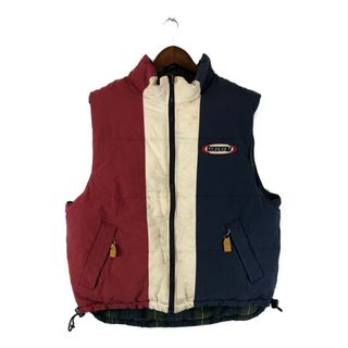 トミーヒルフィガー(TOMMY HILFIGER)のSALE/// 90年代 TOMMY HILFIGER トミーヒルフィガー リバーシブル ダウン ベスト 防寒  アメカジ マルチカラー (メンズ XL) P0511(ダウンジャケット)