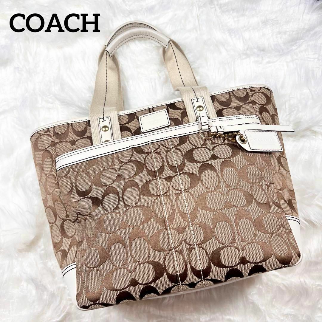 最安値で コーチ COACH 2way トートバッグ シグネチャー キャンバス 白