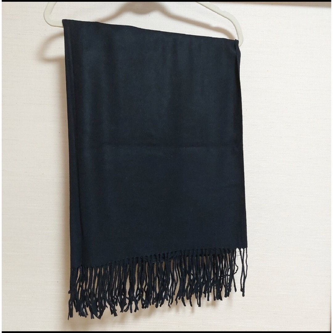 カシミヤ　ストール　黒 レディースのファッション小物(マフラー/ショール)の商品写真
