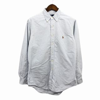 ポロラルフローレン(POLO RALPH LAUREN)の90年代 Polo by Ralph Lauren ポロ ラルフローレン ボタンダウン ストライプ 長袖シャツ ブルー (メンズ 16½-35) 中古 古着 P0539(シャツ)