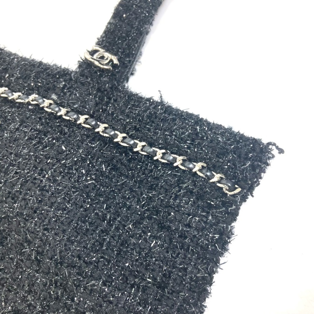 CHANEL(シャネル)のシャネル CHANEL ロボット ラージ チェーン A94646 CC ココマーク ラインストーン パール ショッピングバッグ 肩掛け トートバッグ ツイード ブラック レディースのバッグ(トートバッグ)の商品写真