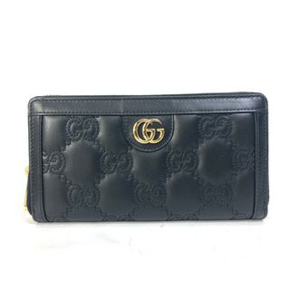 グッチ(Gucci)のグッチ GUCCI GGマトラッセ ジップアラウンドウォレット 723784 ロングウォレット ラウンドファスナー 長財布 レザー ブラック 未使用(長財布)