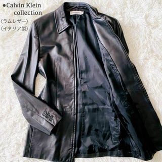 多少の誤差はご容赦くださいCALVIN KLEINカルバンクライン美品✴︎ラムレザー✴︎テーラードジャケット✴︎