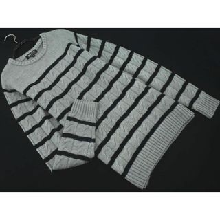 ビームス(BEAMS)のBEAMS HEART ビームスハート ウール混 ケーブル編み ボーダー ニット セーター sizeS/グレー ◇■ メンズ(ニット/セーター)