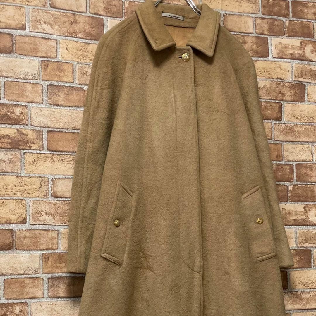 BURBERRY(バーバリー)のバーバリー　イングランド製　カシミヤ　ロングコート　キャメル　上質　古着女子 レディースのジャケット/アウター(ロングコート)の商品写真