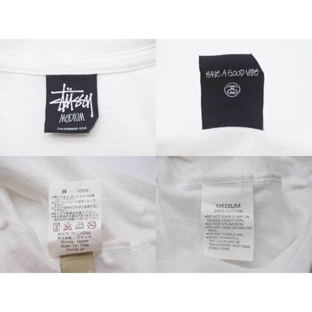 STUSSY(ステューシー)のSTUSSY ステューシー 長袖Ｔシャツ ロンT NO.4 チェック ホワイト コットン サイズM 美品 中古 57076 レディースのトップス(Tシャツ(長袖/七分))の商品写真