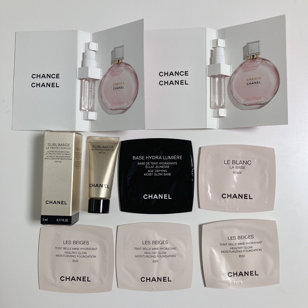 CHANEL(シャネル)のシャネル サンプル 8個セット(チャンス サブリマージュUV 下地 ファンデ) コスメ/美容のキット/セット(サンプル/トライアルキット)の商品写真