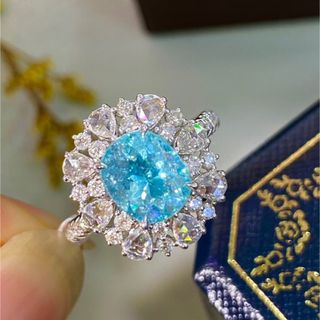 天然パライバトルマリン ダイヤ リング 2.46ct k18 ¥(リング(指輪))