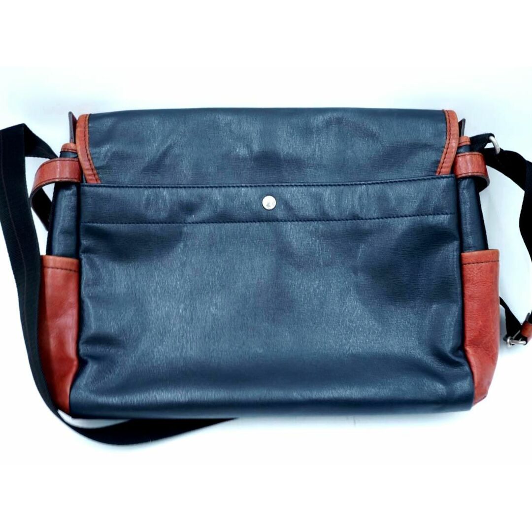 FUJITAKA クラリーノデュエ 人工皮革 牛革 メッセンジャー バッグ 濃紺 ■■◎メンズ メンズのバッグ(メッセンジャーバッグ)の商品写真