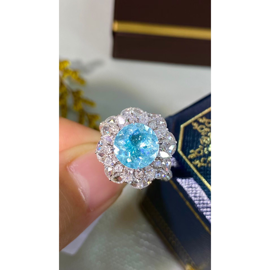 天然パライバトルマリン ダイヤ リング 2.55ct k18 ¥ レディースのアクセサリー(リング(指輪))の商品写真