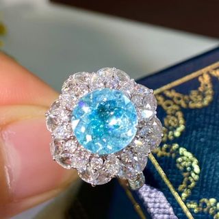 天然パライバトルマリン ダイヤ リング 2.55ct k18 ¥(リング(指輪))