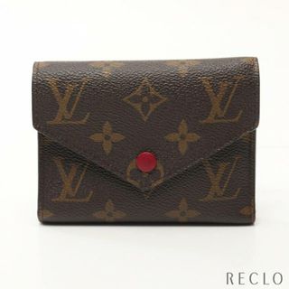 ルイヴィトン(LOUIS VUITTON)のポルトフォイユ ヴィクトリーヌ モノグラム フューシャ 三つ折り財布 PVC レザー ブラウン ピンクパープル(財布)