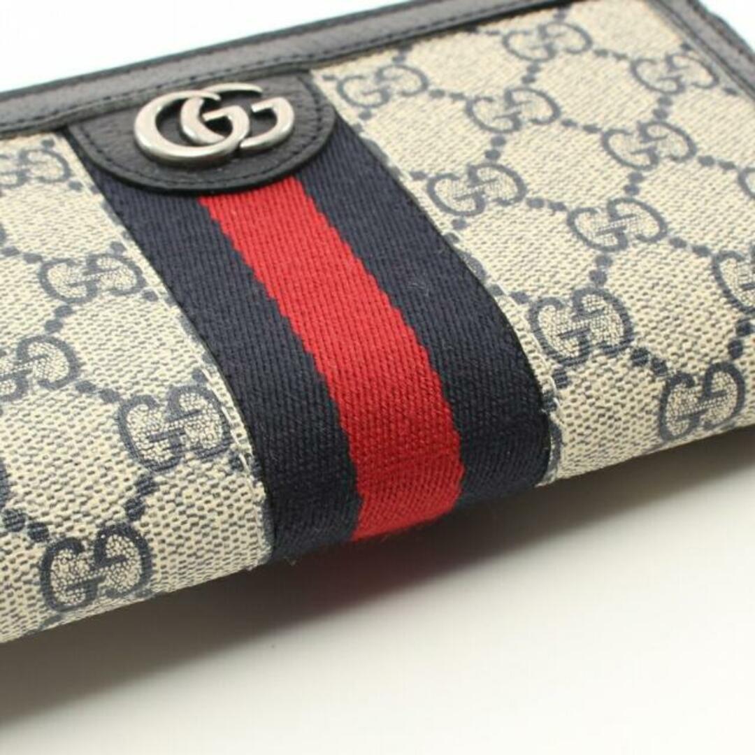 GUCCI ラウンドファスナー 長財布 マイクロシマ ネイビー GG 値頃 - 長財布