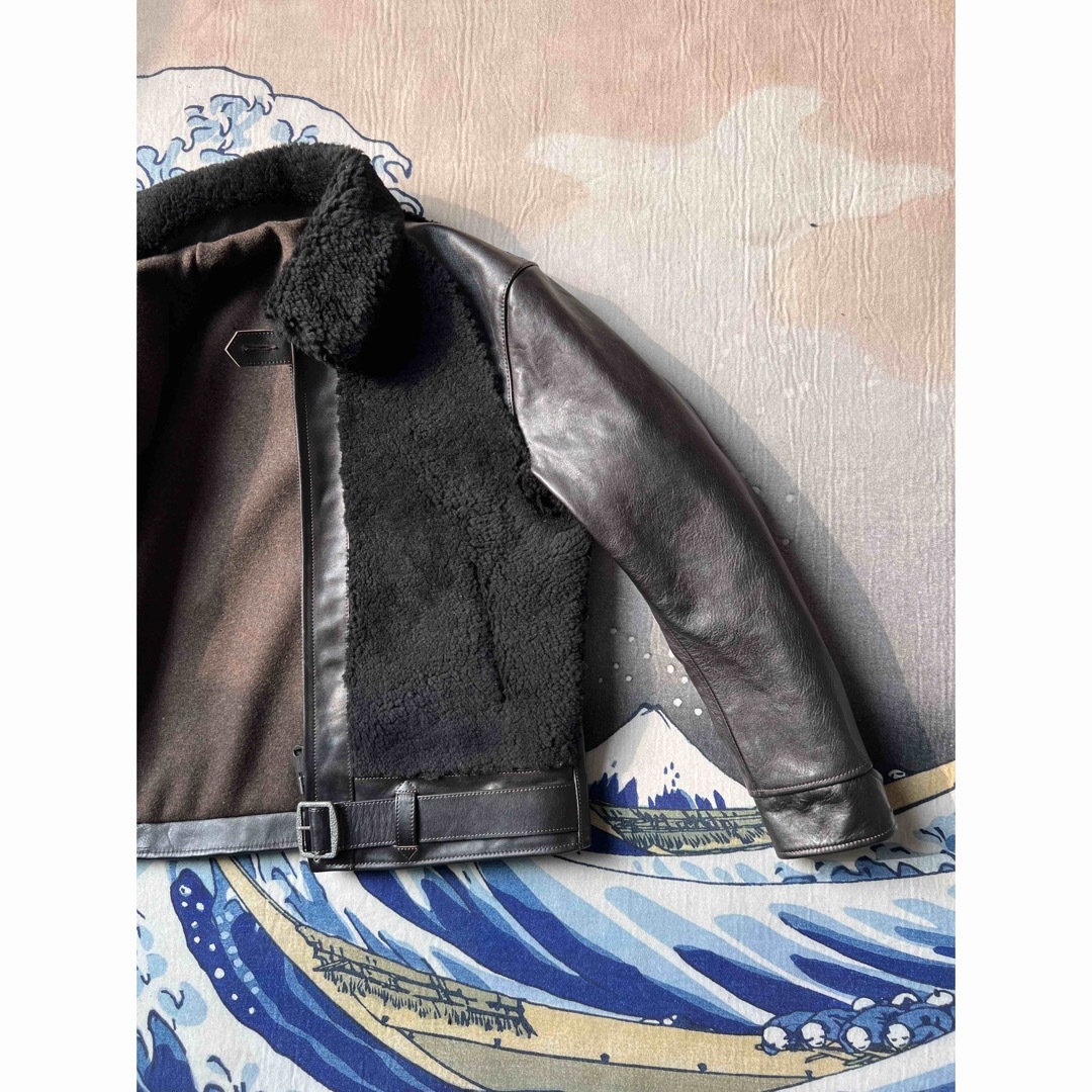 グリズリージャケット　熊ジャン　茶芯ホースハイド　ライダースレザージャケット メンズのジャケット/アウター(レザージャケット)の商品写真