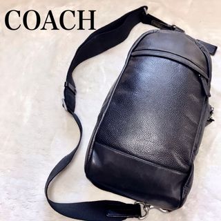 コーチ(COACH)の美品 COACH コーチ オールレザー スリリングバッグ ボディバッグ 黒(ボディーバッグ)