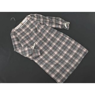 ボンメルスリー(Bon mercerie)のBon mercerie ボンメルスリー ウール混 チェック ワンピース size36/グレー ◇■ レディース(ミニワンピース)