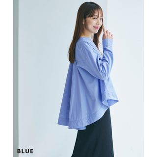 ベースメント(BASEMENT)の【MAAYA DESIGN】バックフレアブラウス ブルーのみ(シャツ/ブラウス(長袖/七分))