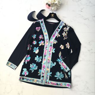 LEONARD - 美品 レオナール LEONARD FASHION カーディガン 花柄 ニット