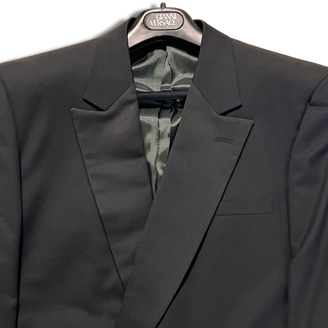Gianni Versace ジャンニ ヴェルサーチ ウール ダブルブレスト タキシード フォーマル スーツ ブラック サイズ46 メンズ 当時物  イタリア製