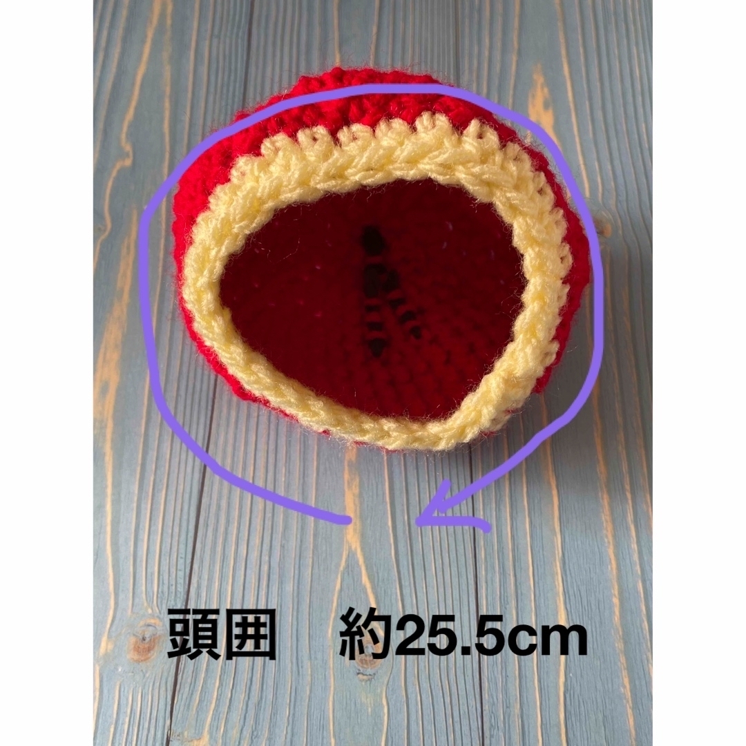 ドール・ぬい用約25.5センチニット帽・ポシェットセット　りんご ハンドメイドのぬいぐるみ/人形(ぬいぐるみ)の商品写真