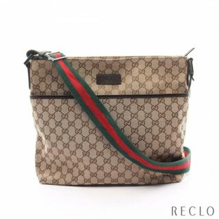 グッチ(Gucci)のGGキャンバス シェリーライン ショルダーバッグ キャンバス レザー ベージュ マルチカラー(ショルダーバッグ)