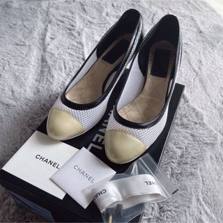 シャネル(CHANEL)のシャネル パンプス メッシュ エナメル キルティング ココマーク スニーカー37(ハイヒール/パンプス)