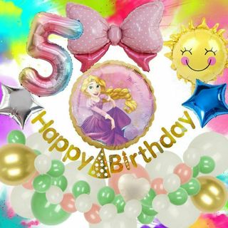 ディズニー(Disney)の数字5｜ラプンツェル★ハッピーバルーンセット｜誕生日ディズニー風船｜ガーランド(その他)