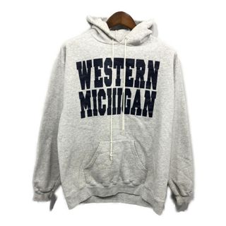 リー(Lee)の90年代 Lee リー "WESTERN MICHIGAN" スウェット パーカー カレッジ グレー (メンズ M) 中古 古着 P0661(パーカー)