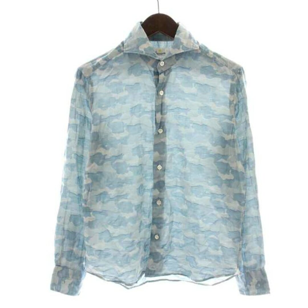 GIANNETTO シャツ カジュアルシャツ 長袖 迷彩 14.5/37 S 青 メンズのトップス(シャツ)の商品写真