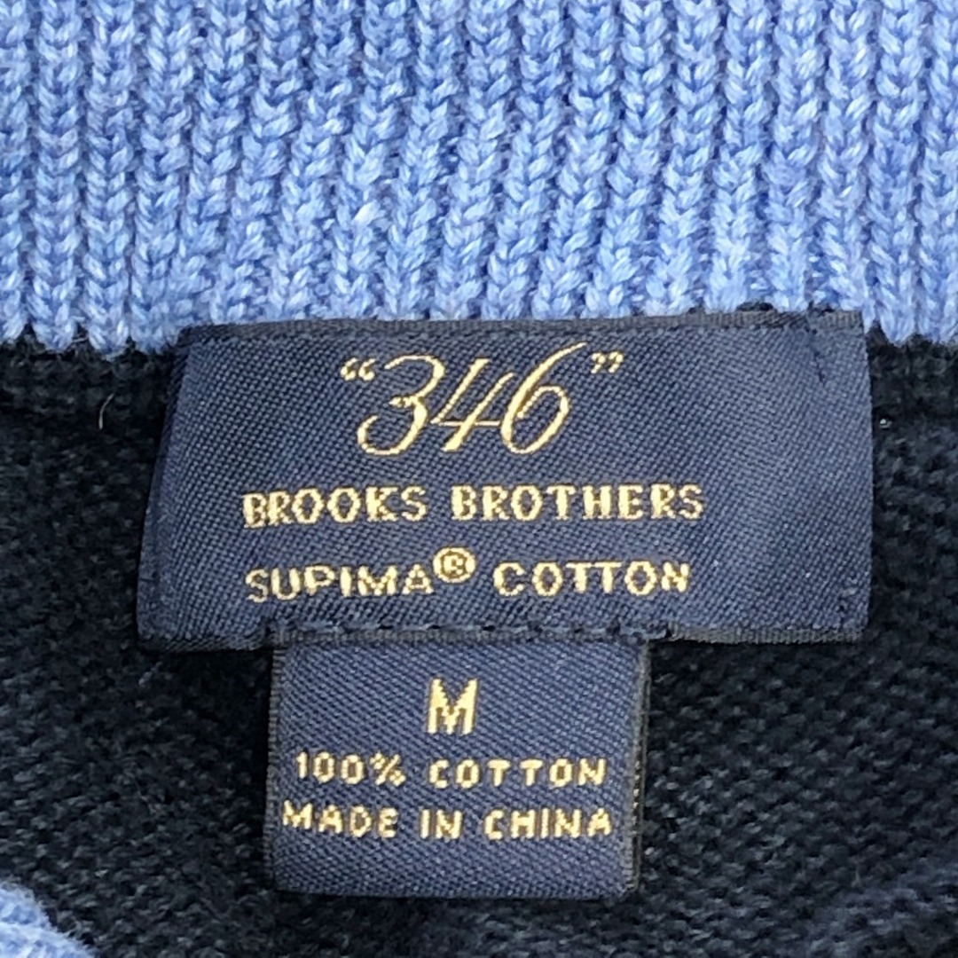 Brooks Brothers(ブルックスブラザース)のBrooks Brothers ブルックスブラザーズ ハイネック コットンニット ボーダー セーター カジュアル ネイビー (メンズ M) 中古 古着 P0721 メンズのトップス(ニット/セーター)の商品写真