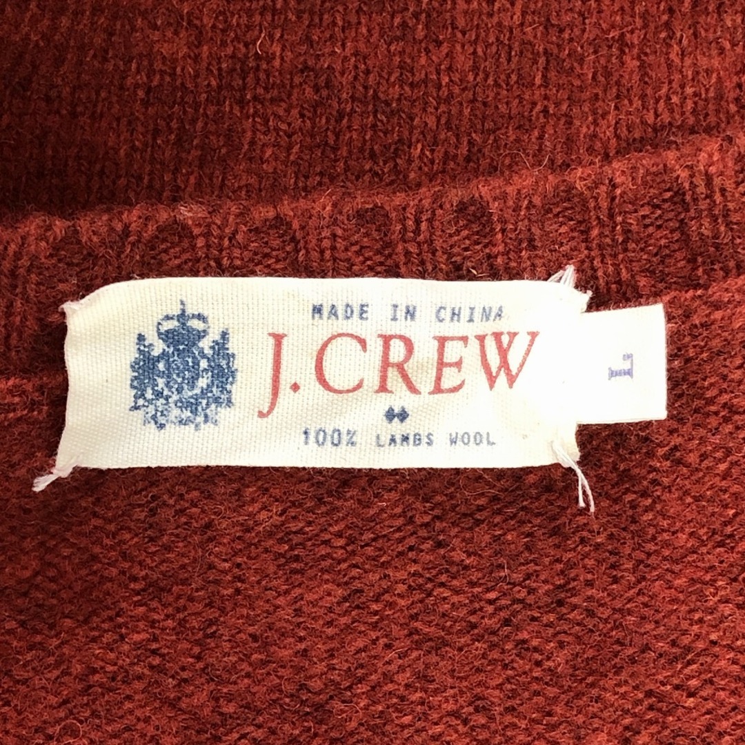 J.Crew(ジェイクルー)のJ.CREW ジェイクルー Vネック ウール ニット セーター カジュアル アーガイルチェック レッド (メンズ L) 中古 古着 P0722 メンズのトップス(ニット/セーター)の商品写真