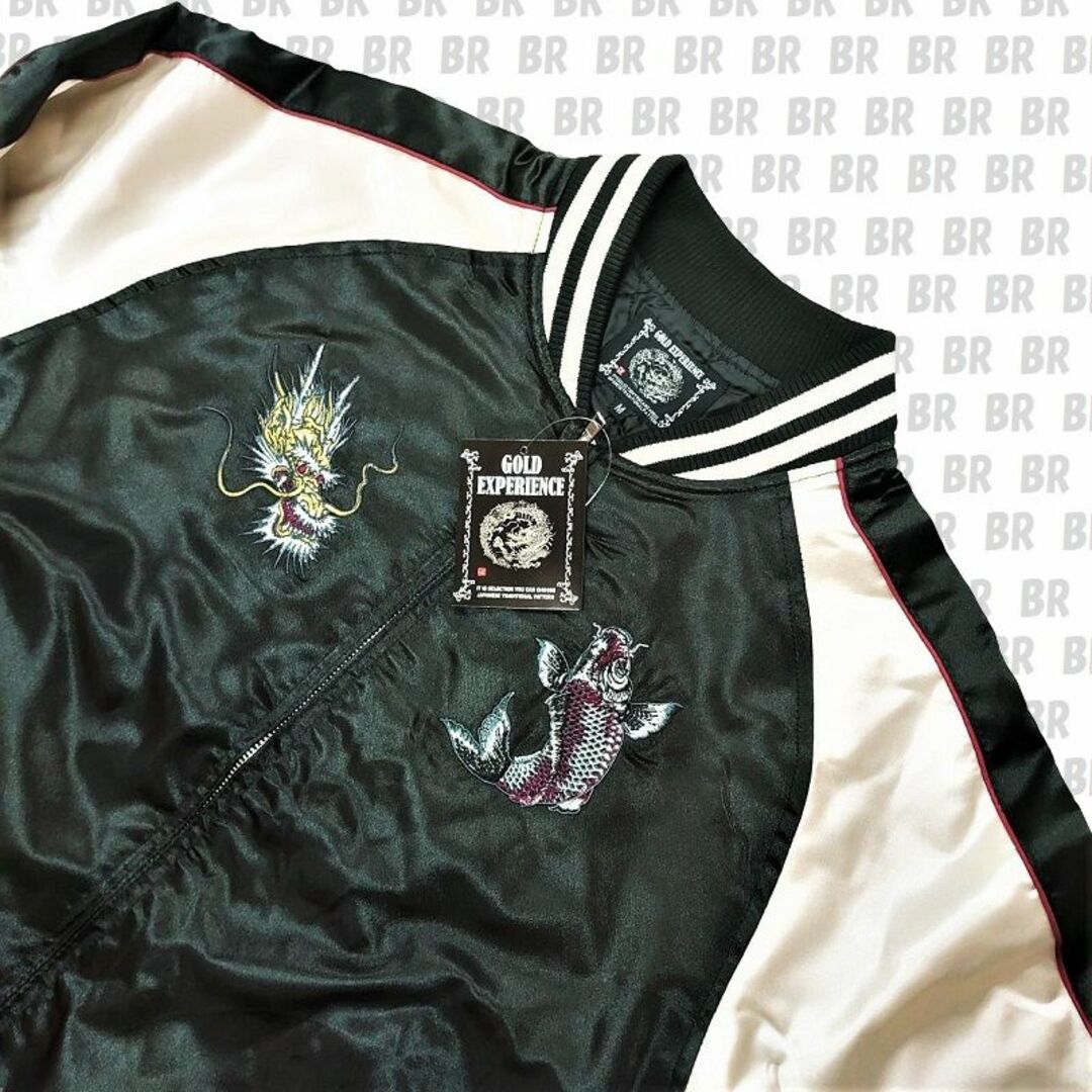 新品　【GOLD EXPERIENCE】　Ｍ　ブラック　龍鯉　刺繍スカジャン メンズのジャケット/アウター(スカジャン)の商品写真