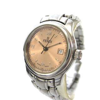 フェンディ(FENDI)のフェンディ 腕時計 210L アナログ クォーツ デイト ピンク文字盤 シルバー(腕時計)